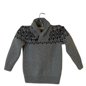 Hope‎ and Henry Boys Shawl Collar Organic Cotton Sweater XXS Grey Navy Classic
